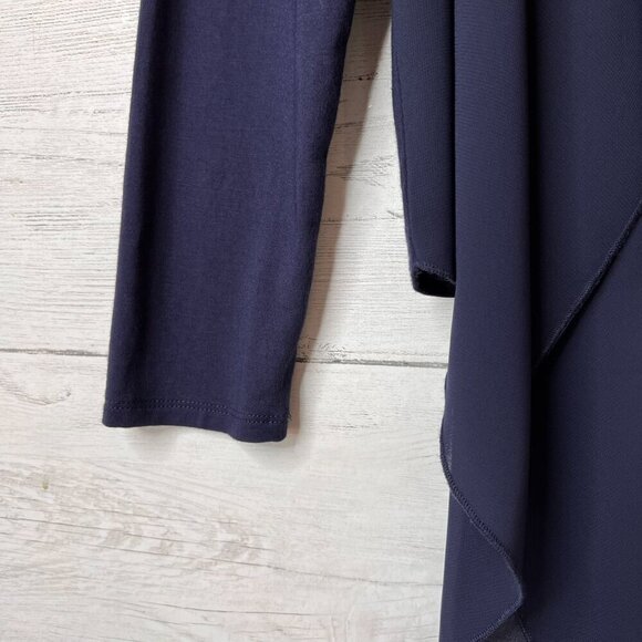Nic + Zoe Blouse Womens Size Small Navy Long Sleeve Mixed Media Sheer Modern - Picture 5 of 16